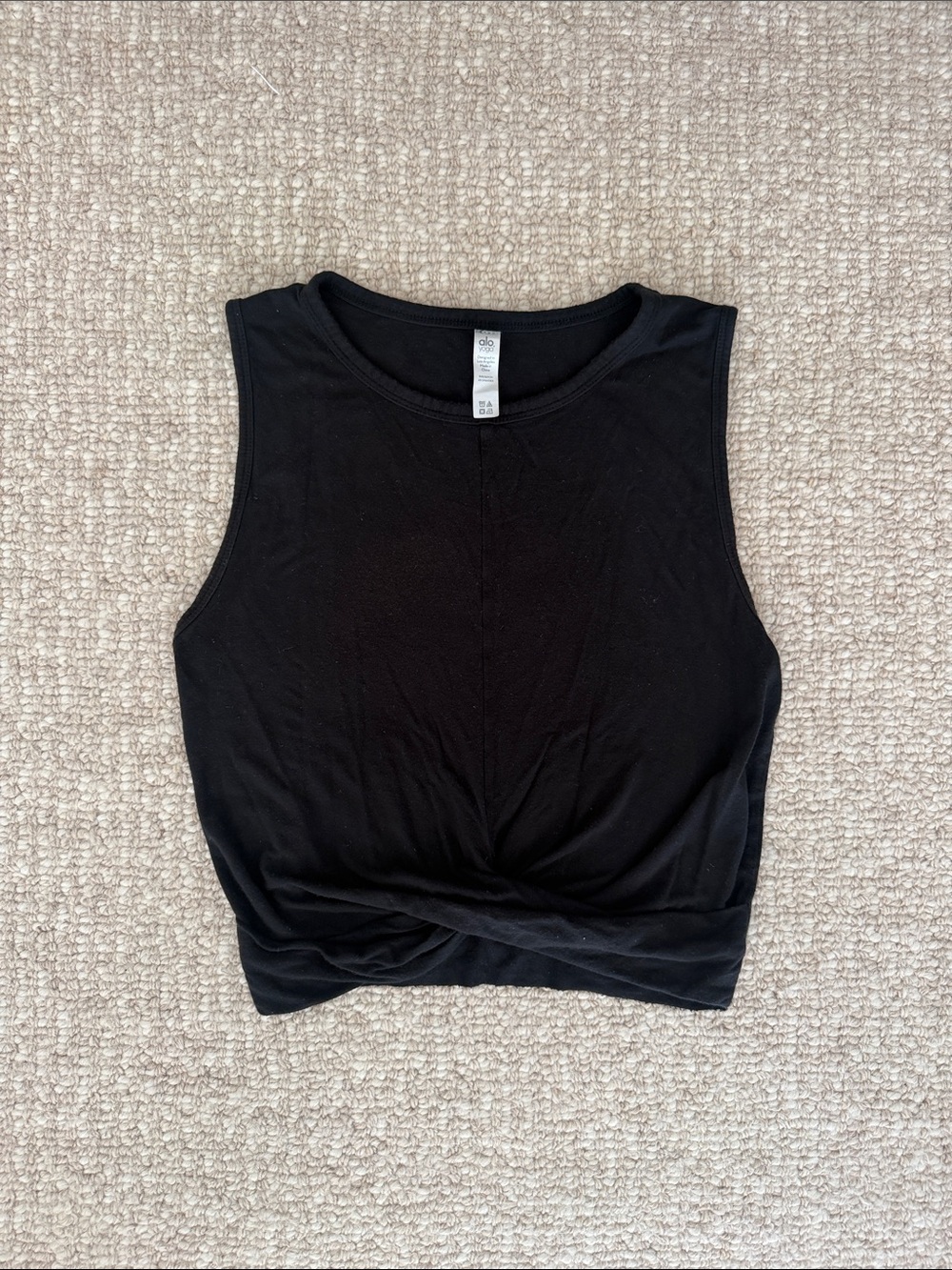 ALO Yoga Black Twist-Knot Crop Tank